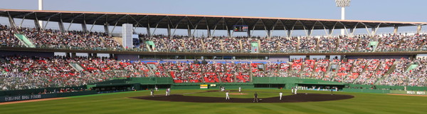 内野席に空席が目立つ 内野席に空席が目立つ