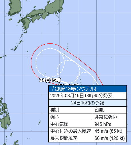 ����18��(�����ǥ�) ��ϩ��8/19������ͽ��