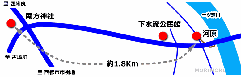 下水流臼太鼓踊 西都市(奉納場所地図) 下水流臼太鼓踊 西都市(奉納場所地図)