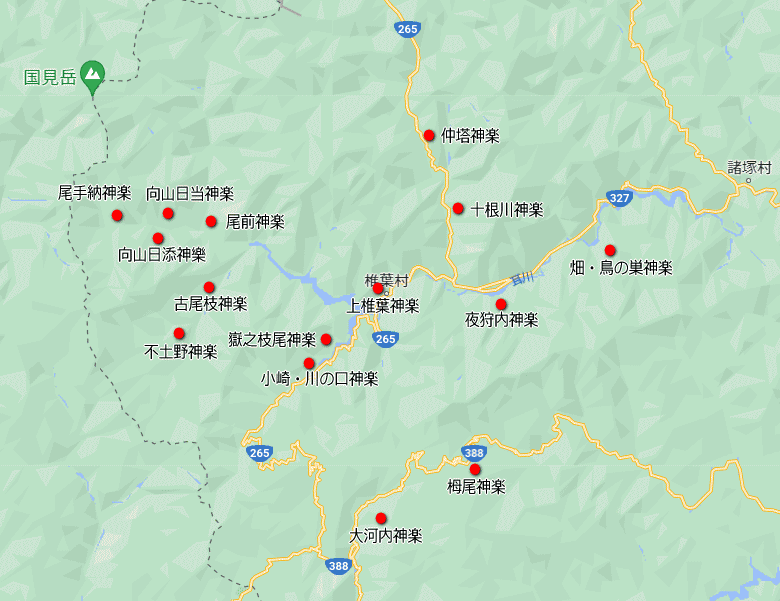 椎葉神楽 全体マップ 椎葉神楽 全体マップ