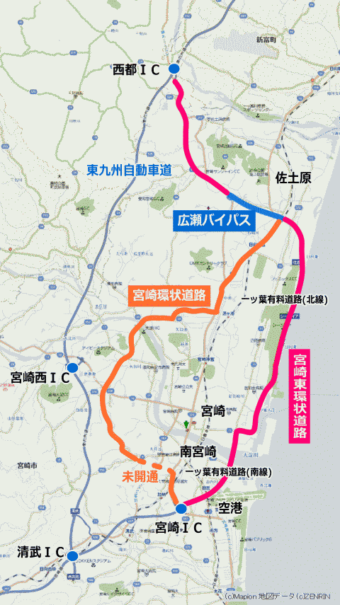 宮崎東環状道路マップ