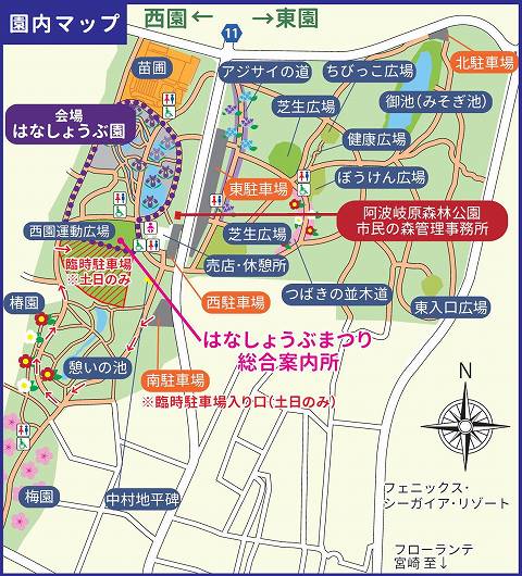 宮崎市 市民の森　2022年 はなしょうぶまつり　地図