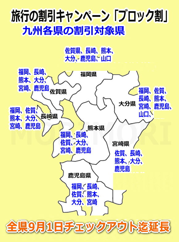 8 2更新 宿泊割 県民割 九州地域ブロック割 リンク集 福岡県 長崎県 佐賀県 大分県 熊本県 大分 鹿児島県 日々ブログ Morimori 宮崎県